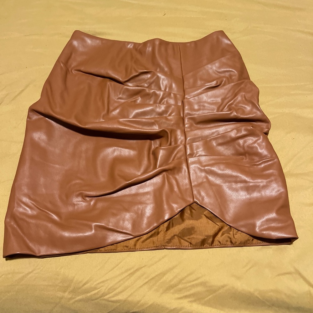 Size small, brown faux leather skirt